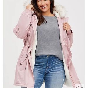 FUR-TRIMMED PARKA - Pale mauve